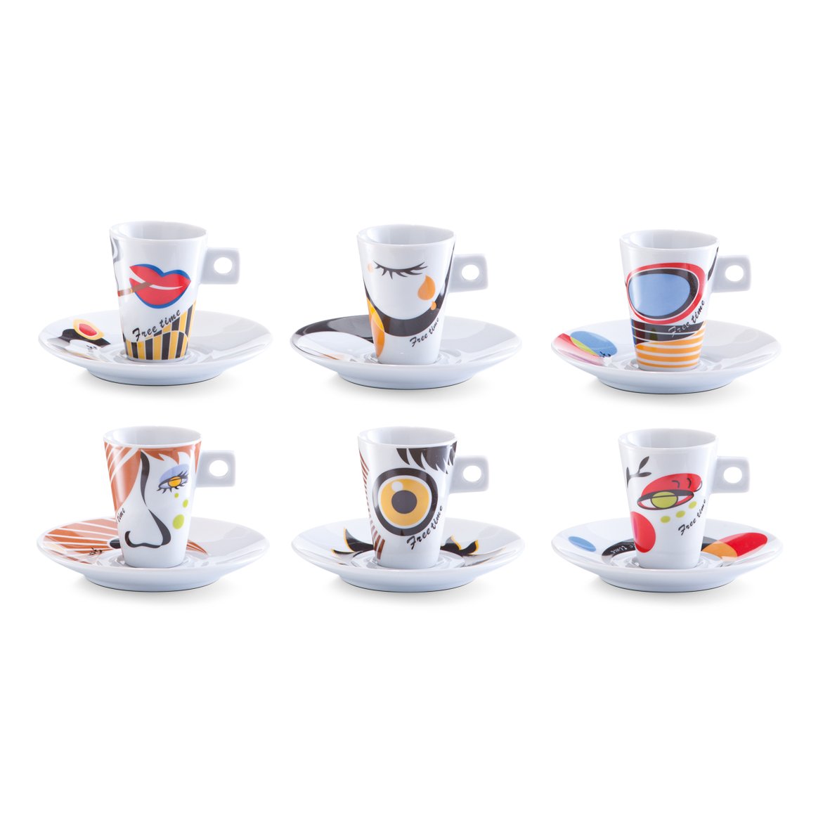 zeller-present-espresso-set-faces-12-tlg-porzellan-6-tassen-bunt image 1