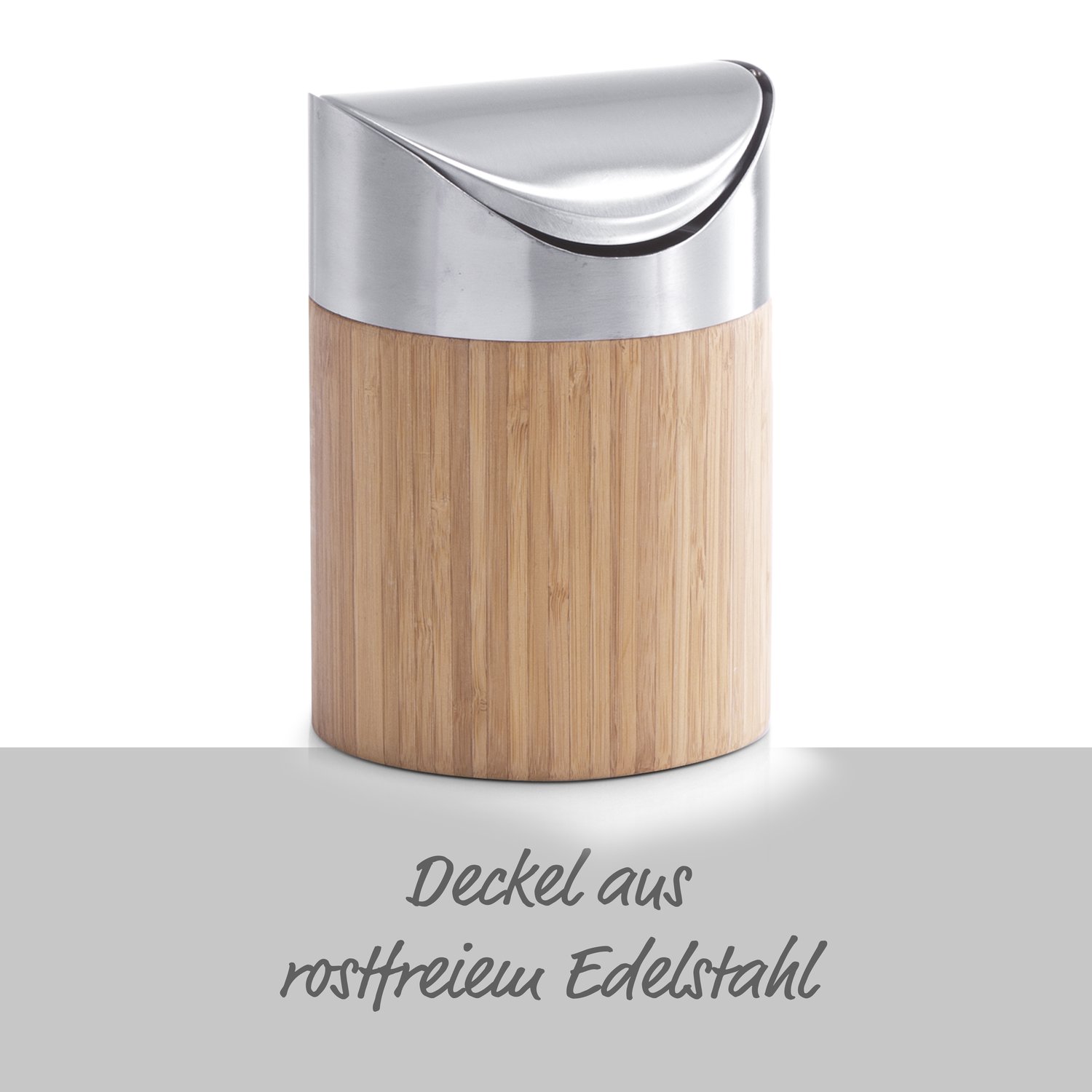 zeller-present-office-tischabfalleimer-bambus-edelstahl-klein image 3