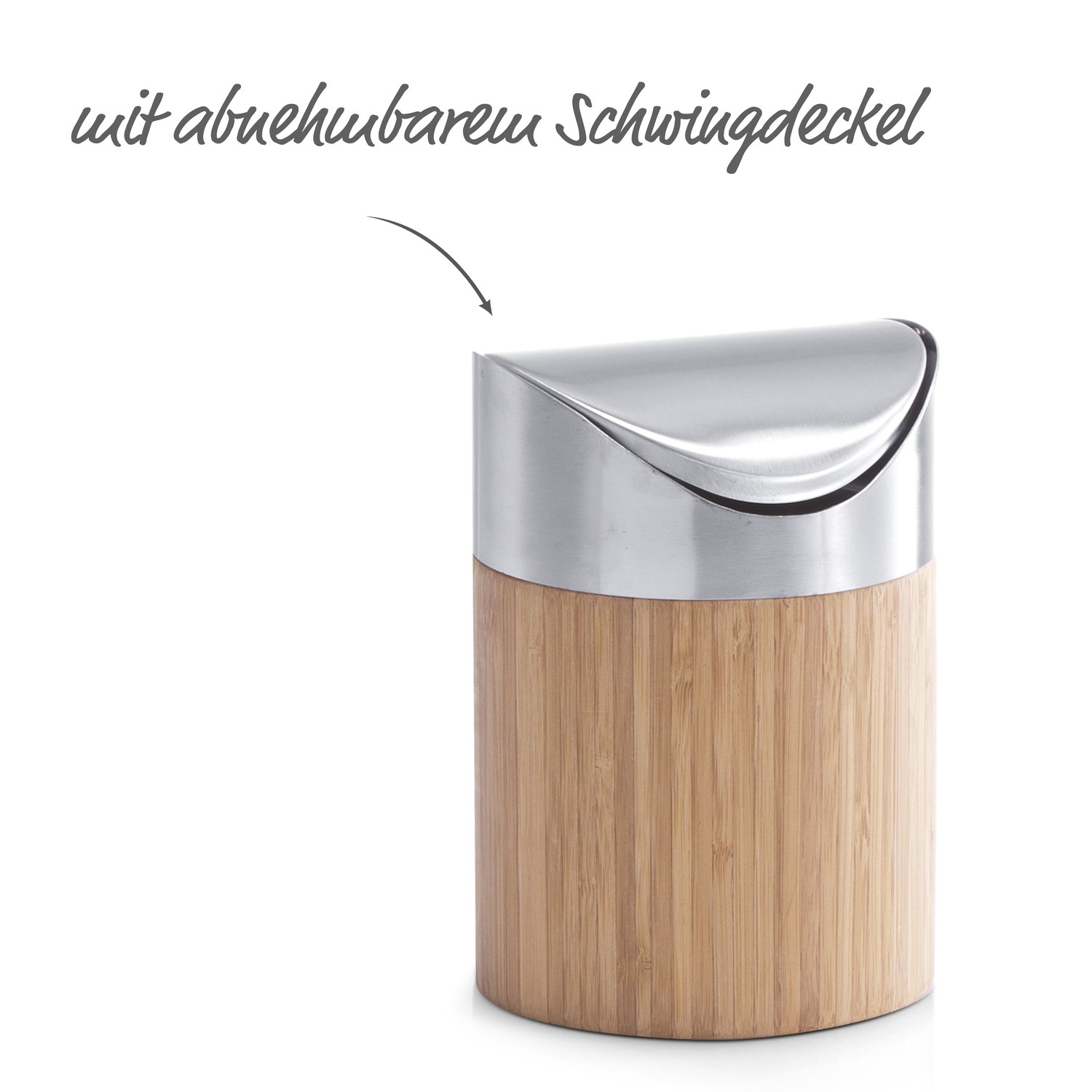 zeller-present-office-tischabfalleimer-bambus-edelstahl-klein image 2
