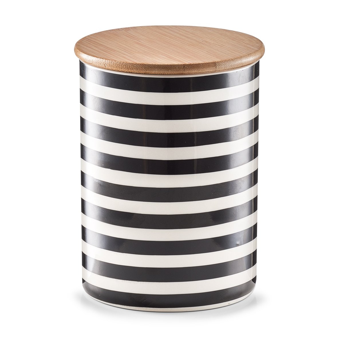 zeller-k-che-vorratsdose-stripes-keramik-mit-bambusdeckel image 1