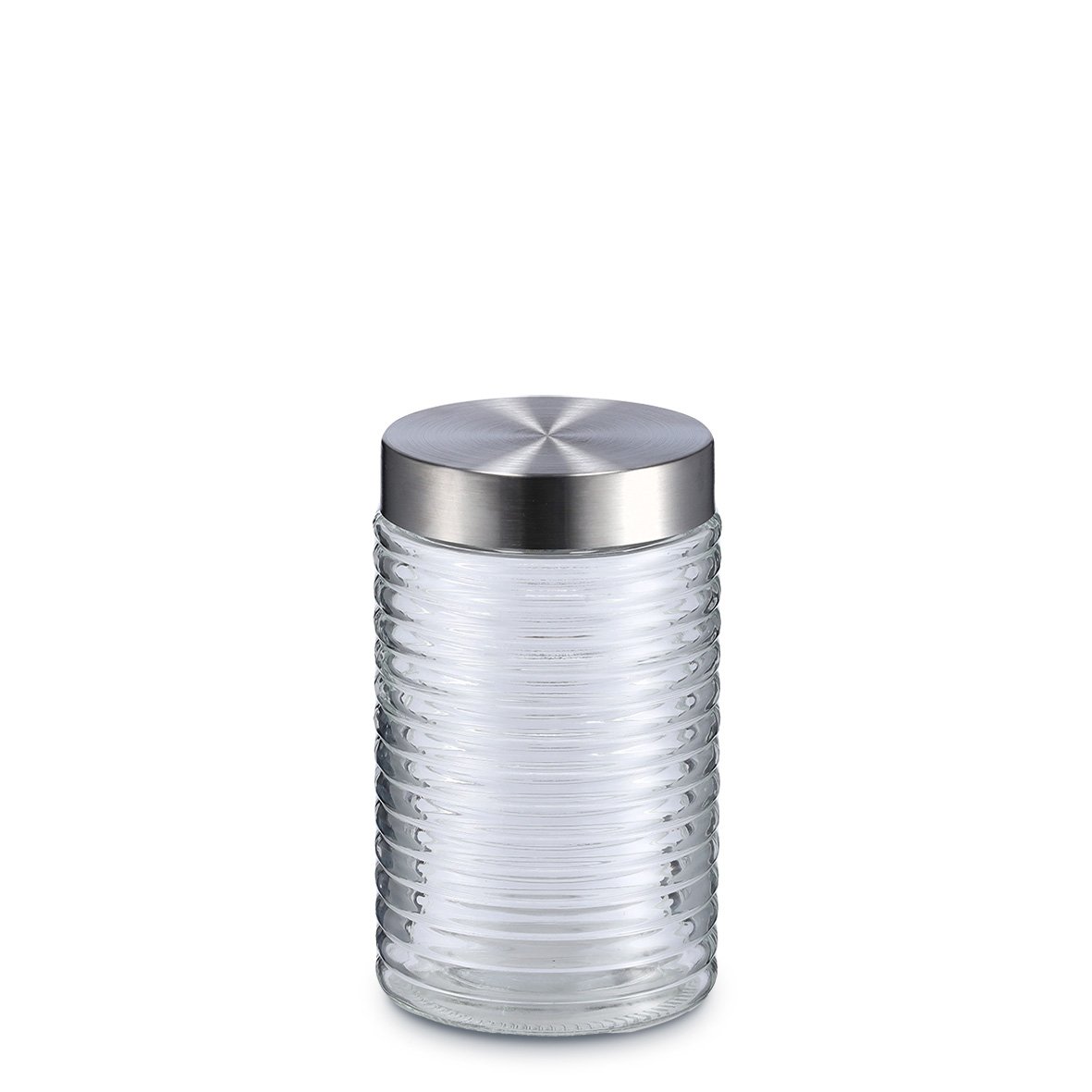 zeller-present-vorratsglas-gerillt-1000-ml-edelstahldeckel image 1