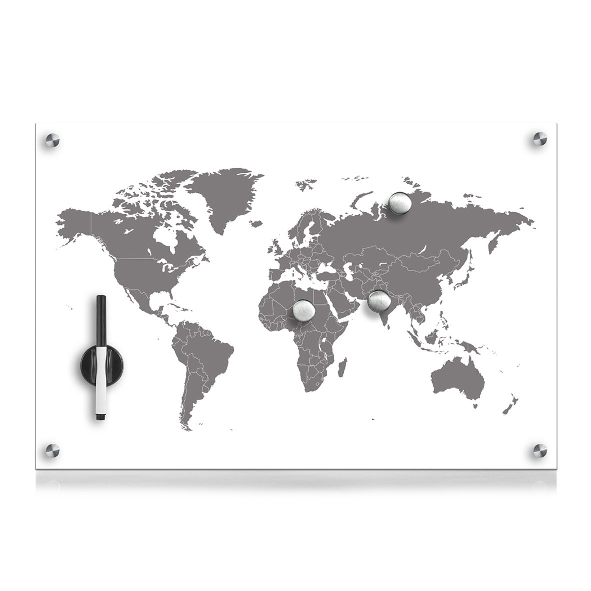 zeller-present-office-memoboard-world-map-glas-beschreibbar image 1