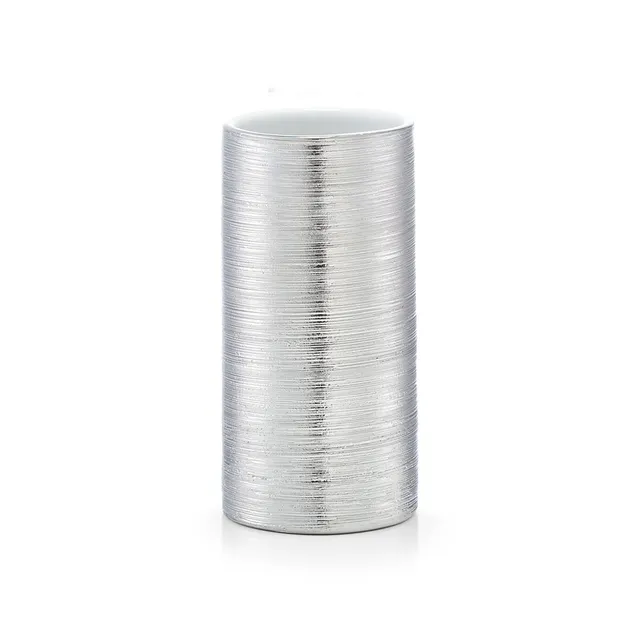 zeller-present-bad-zahnputzbecher-brushed-silber-steinzeug image 1