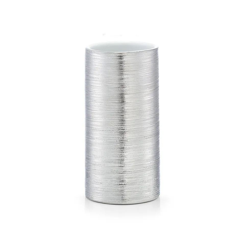 zeller-present-bad-zahnputzbecher-brushed-silber-steinzeug image 1