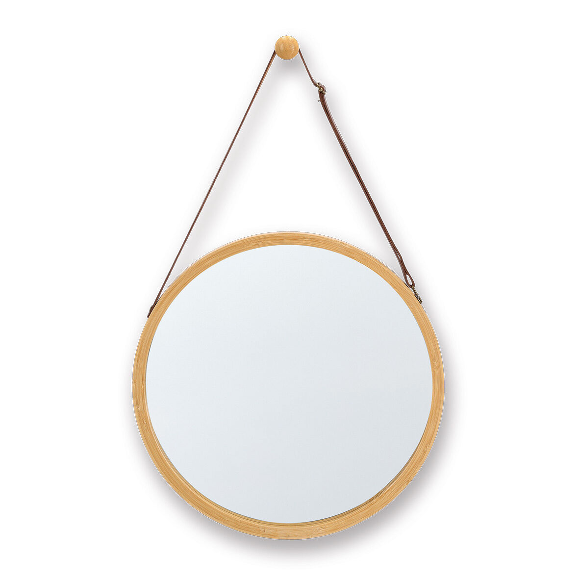 zeller-home-living-wandspiegel-rund-bambus-gurt image 1