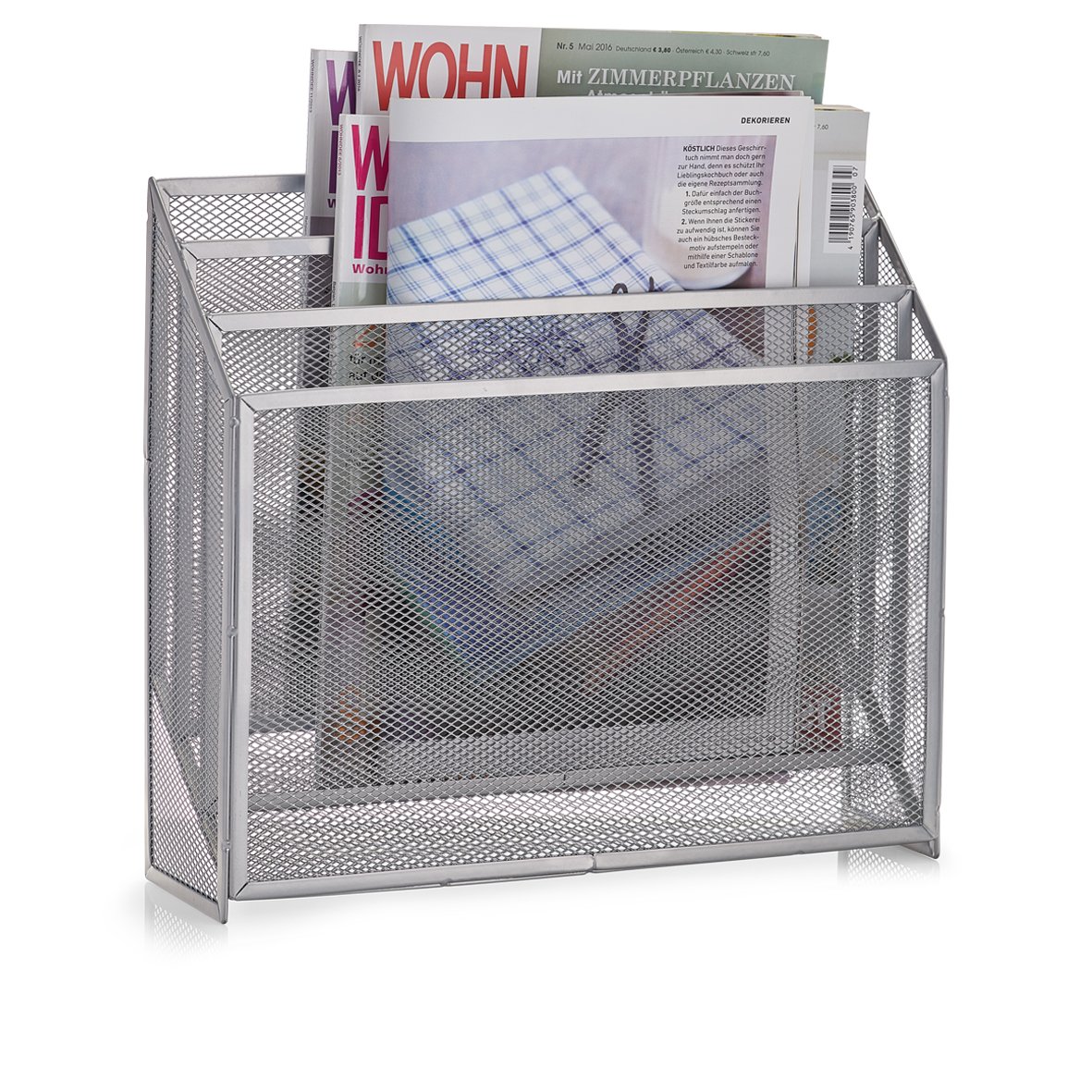 zeller-present-home-living-zeitungsst-nder-mesh-metall image 2