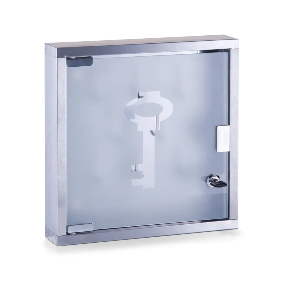 zeller-present-k-che-schl-sselkasten-edelstahl-glas-6-haken image 1