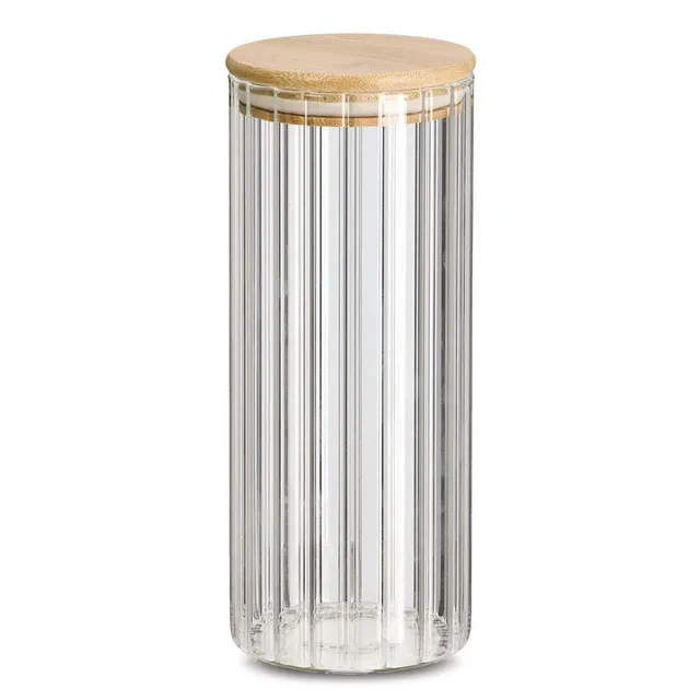 zeller-present-k-che-vorratsglas-rillen-1100-ml-bambusdeckel image 1