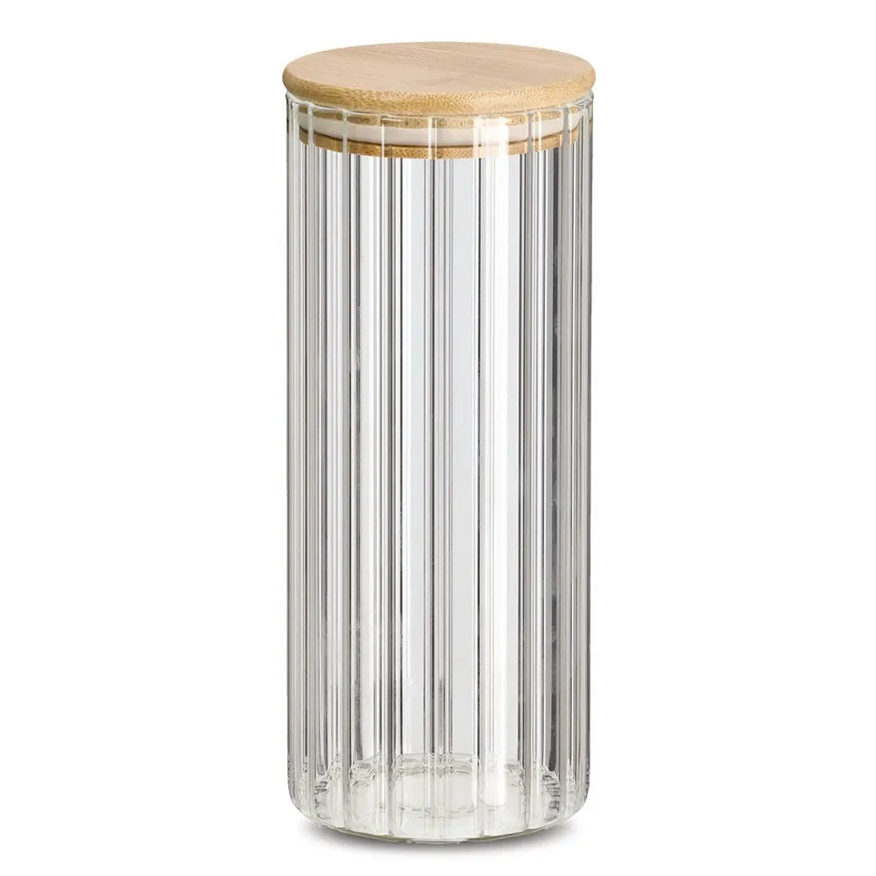 zeller-present-k-che-vorratsglas-rillen-1100-ml-bambusdeckel image 1