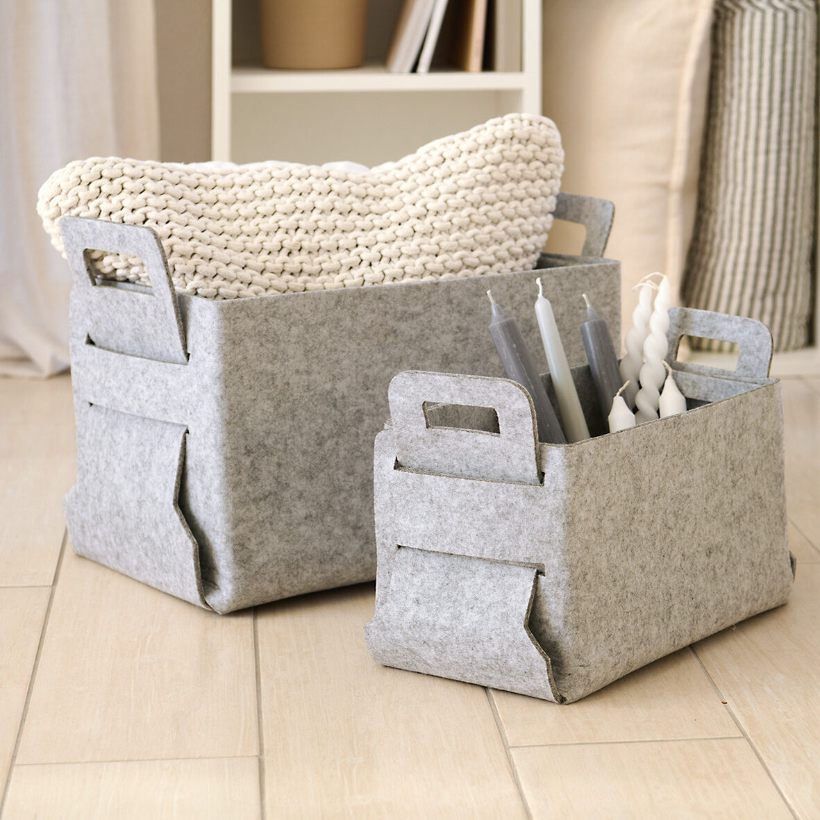 zeller-present-home-aufbewahrungskorb-filz-grau-mit-henkel image 6