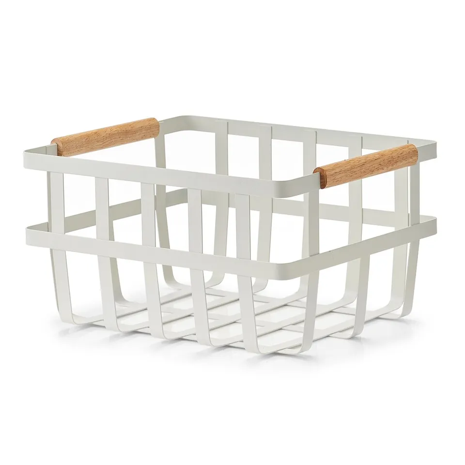 zeller-present-home-living-aufbewahrungskorb-metall-bambus-wei image 1