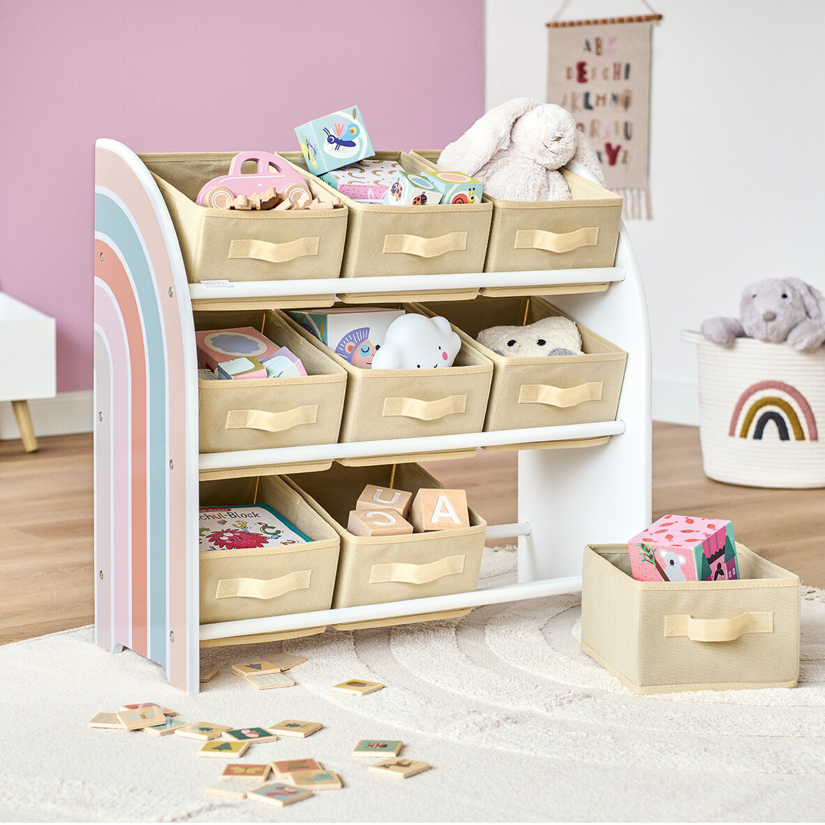 zeller-kids-kinder-regal-rainbow-mit-9-boxen-mdf-vlies image 7