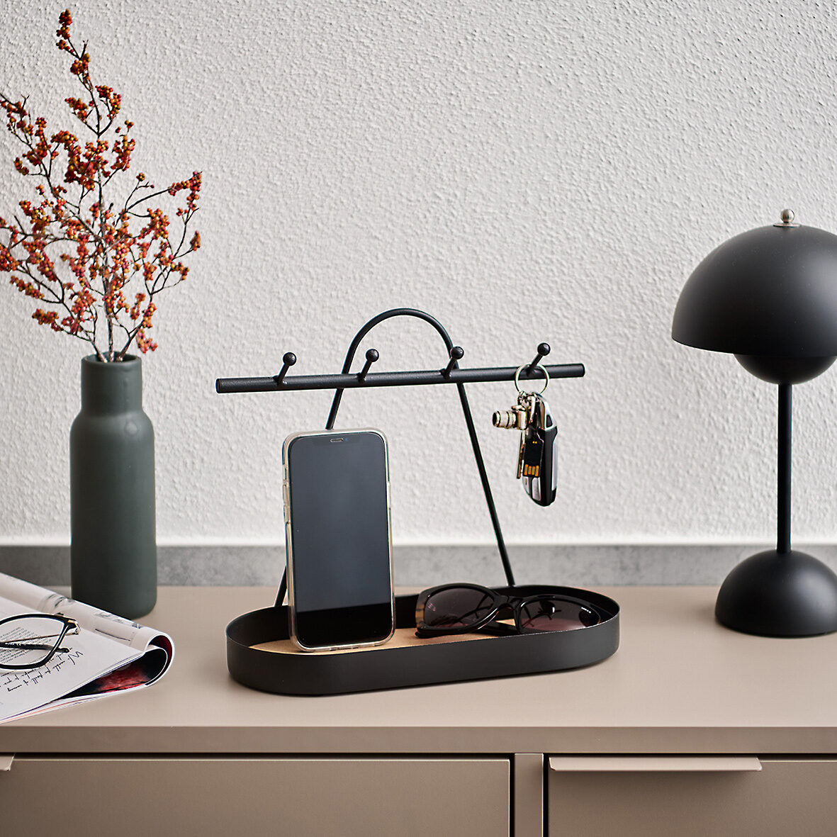 zeller-present-home-living-ablage-haken-metall-kork-schwarz image 3