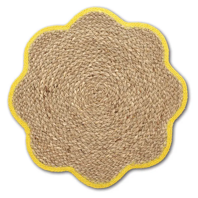 zeller-present-platzset-grasgeflecht-gelb-bl-tenform image 1