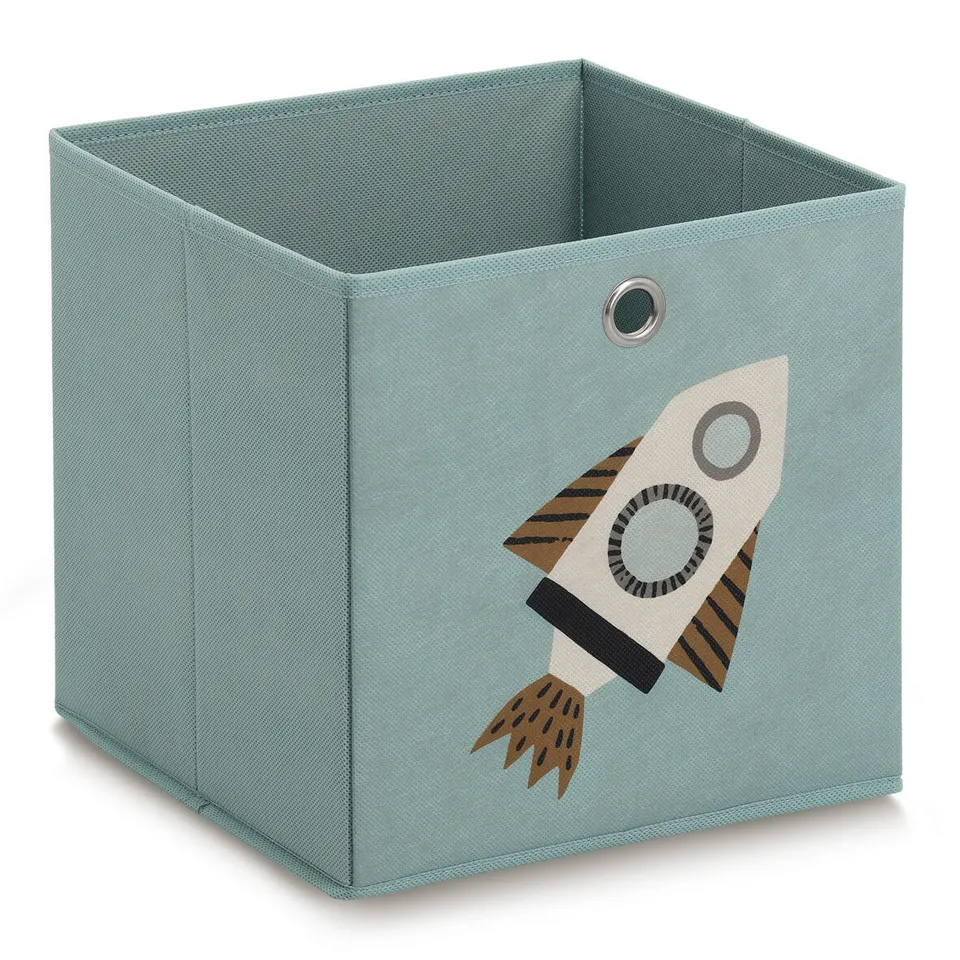 zeller-present-aufbewahrungsbox-rocket-vlies-petrol-kinderbox image 1
