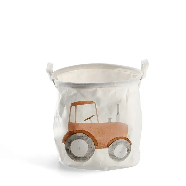 zeller-present-home-living-aufbewahrungskorb-traktor-canvas-wei image 1