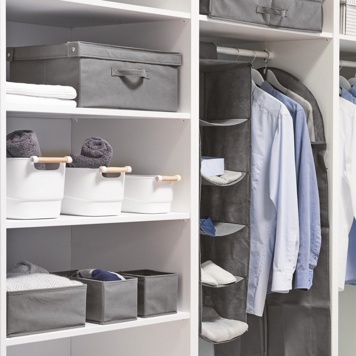 zeller-present-home-living-h-nge-aufbewahrung-5-f-cher-grau-vlies image 3