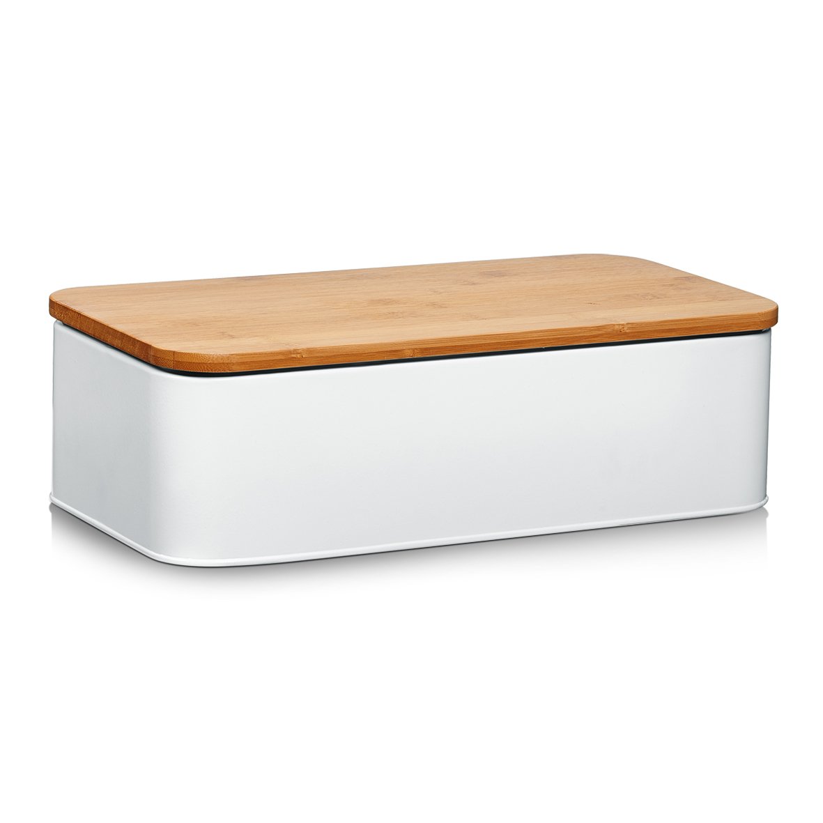 zeller-present-k-che-brotkasten-metall-bambusdeckel-matt-wei image 1