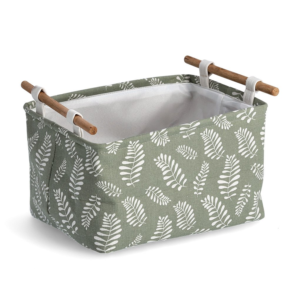 zeller-present-home-aufbewahrungskorb-leaves-baumwolle-holzgriffe image 1