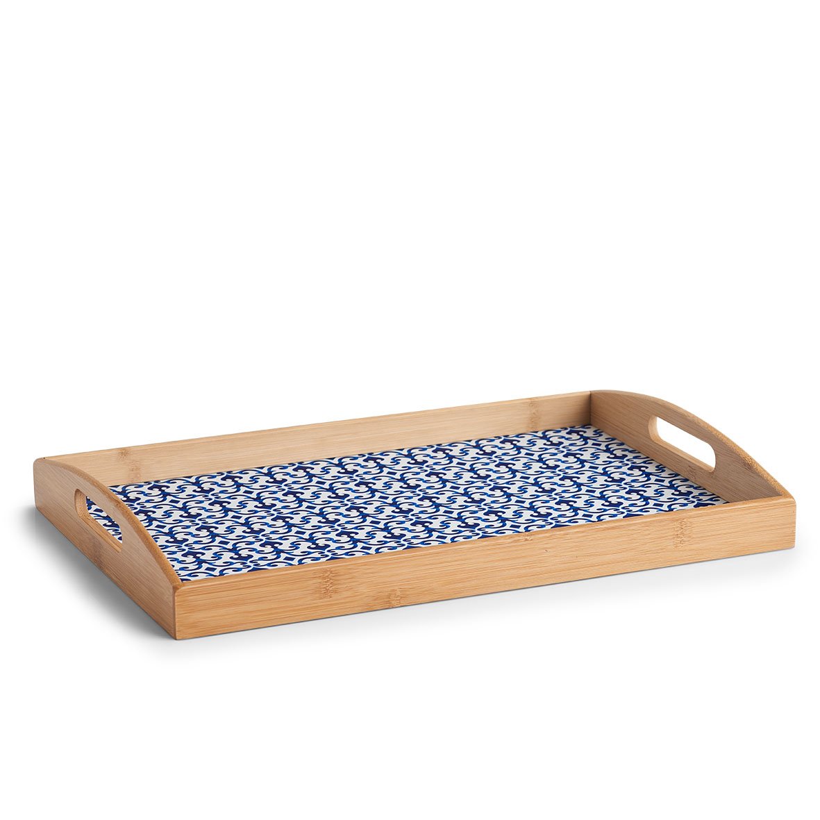 zeller-present-table-marokko-serviertablett-bambus-blau-wei image 1