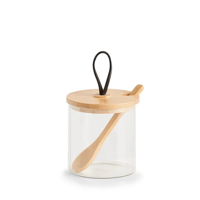 zeller-present-k-che-vorratsglas-320-ml-bambusdeckel-mit-l-ffel image 1