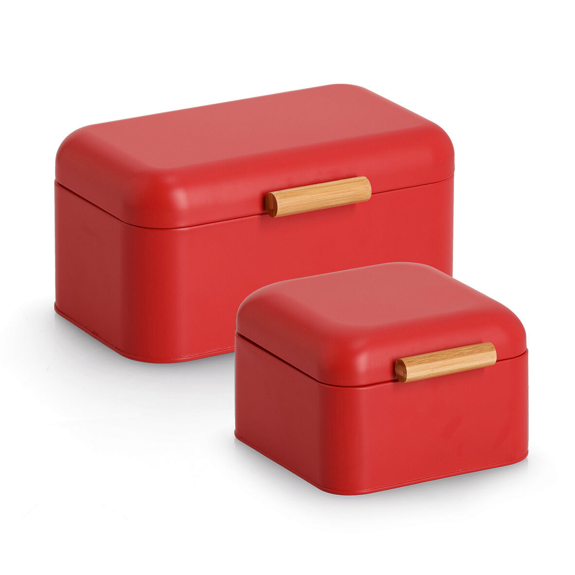 zeller-present-k-che-brotkasten-metall-rot-bambusgriff image 3