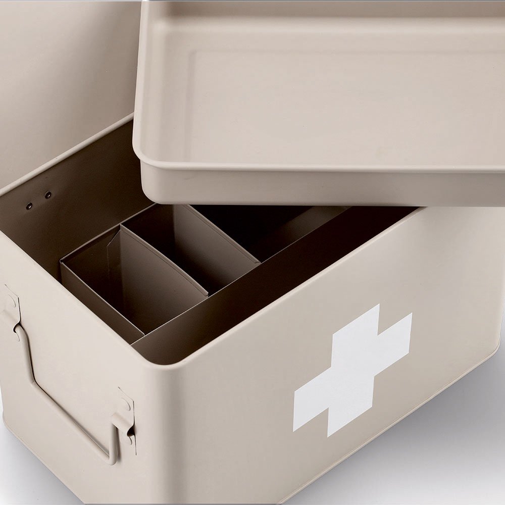zeller-present-medizinbox-metall-beige-tablettenbox-mit-deckel image 2