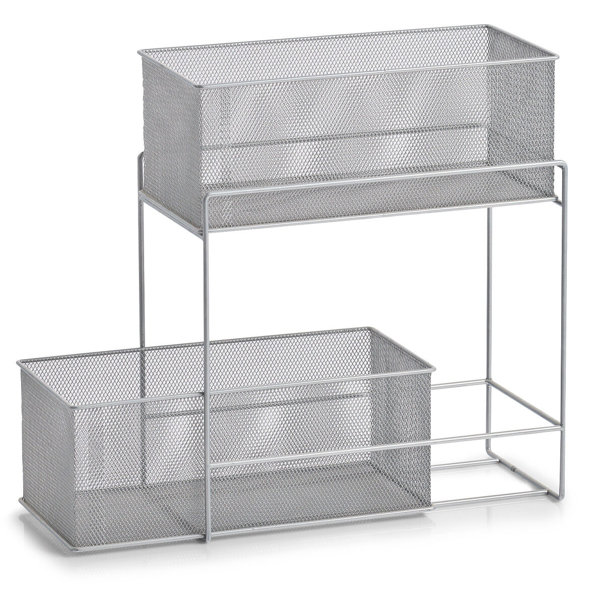 zeller-present-home-etagenregal-mit-2-k-rben-mesh-stahl image 2