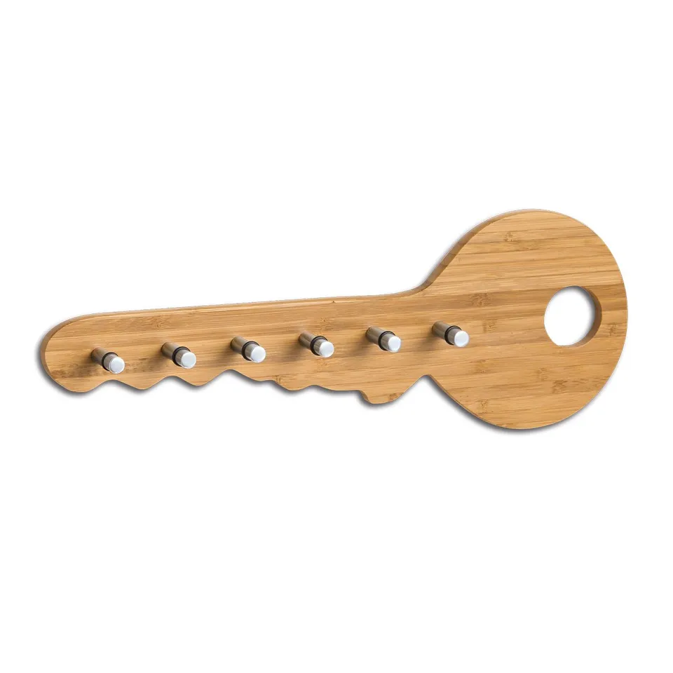 zeller-present-home-living-schl-sselboard-bambus-6-haken-schl-sselform image 1