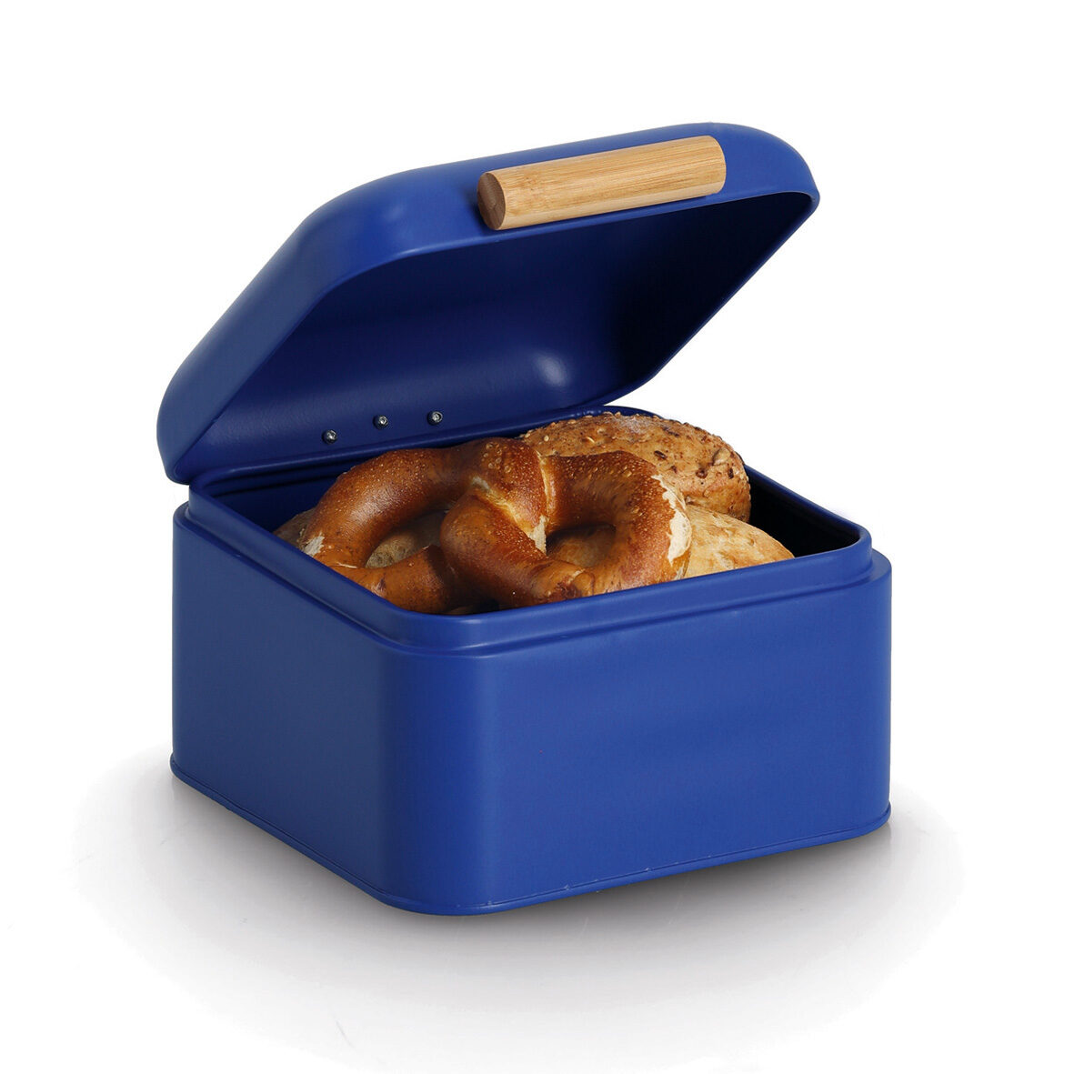 zeller-present-k-che-brotkasten-metall-bambus-blau-retro image 2
