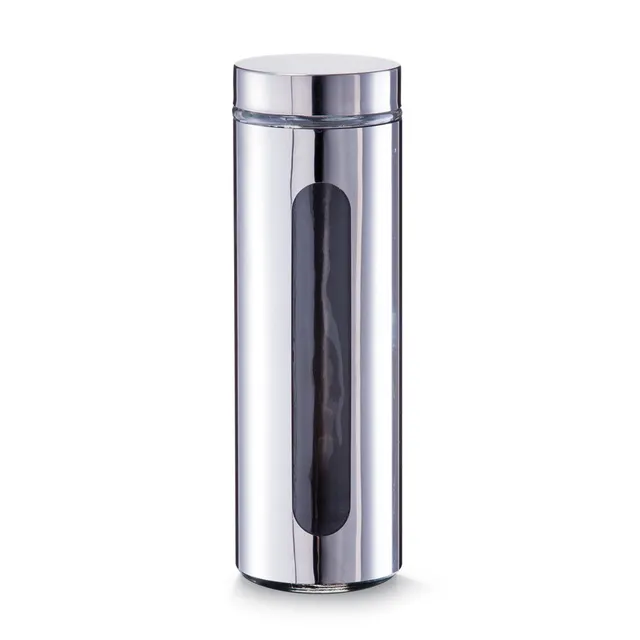 zeller-present-k-che-vorratsglas-1600-ml-edelstahldeckel-glas image 1