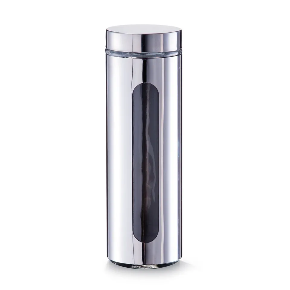 zeller-present-k-che-vorratsglas-1600-ml-edelstahldeckel-glas image 1