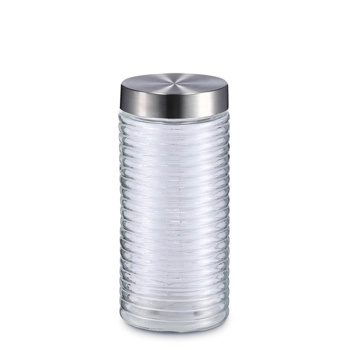 zeller-present-k-che-vorratsglas-gerillt-1400-ml-edelstahldeckel image 1