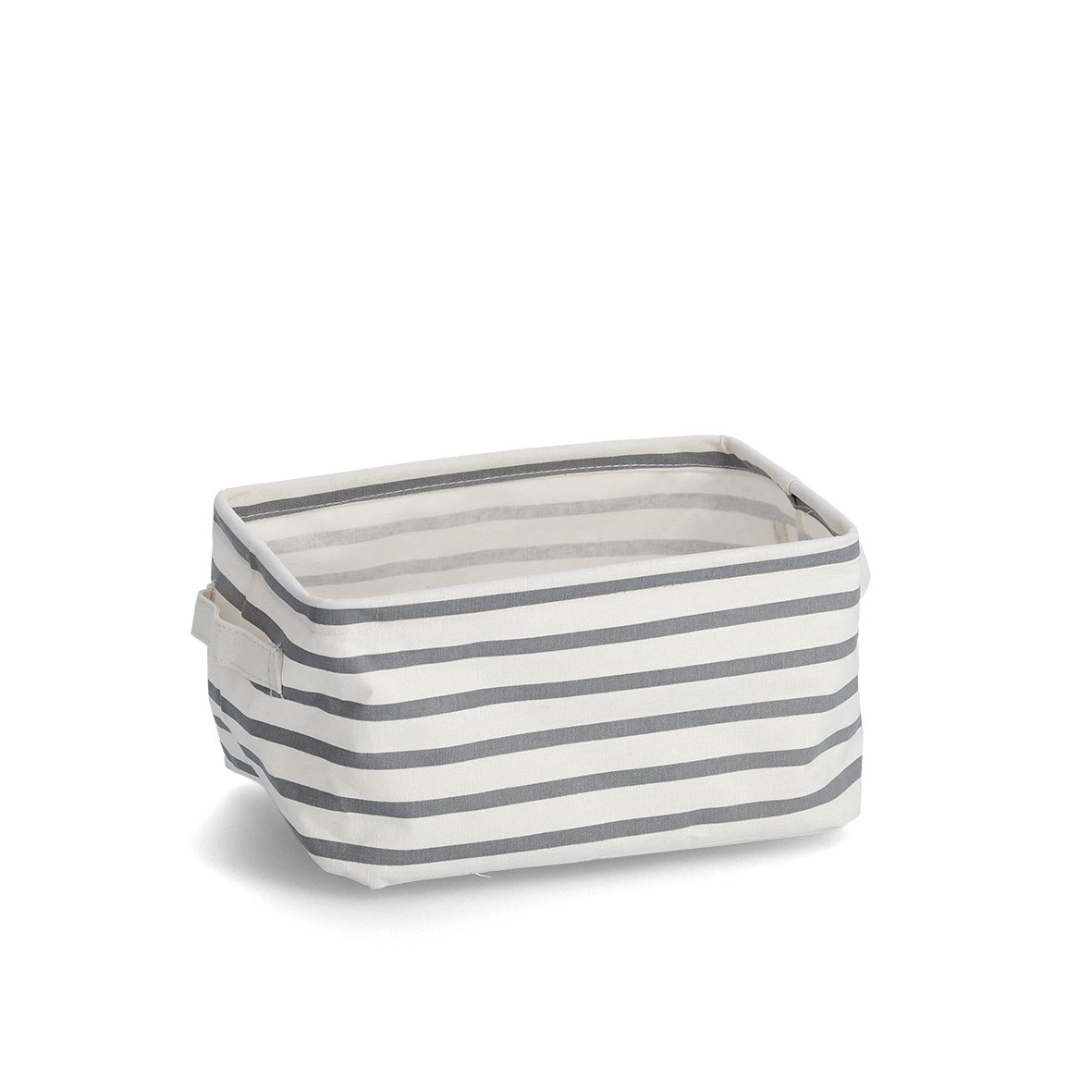 zeller-present-home-living-aufbewahrungskorb-stripes-wei-grau-canvas image 1