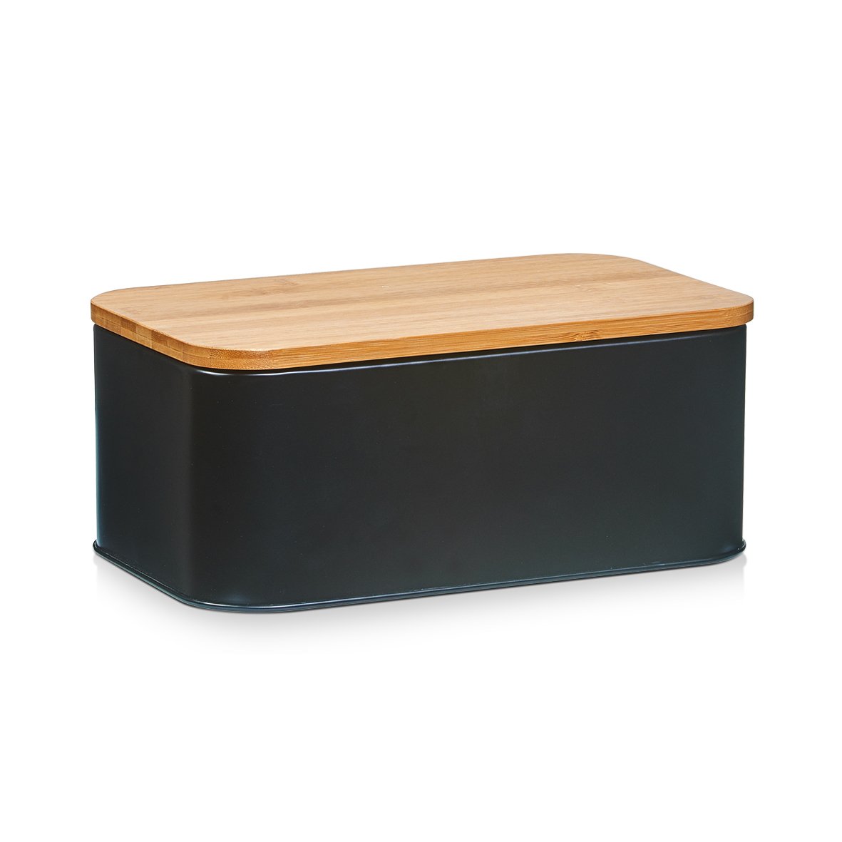 zeller-present-brotkasten-bambusdeckel-metall-schwarz image 1