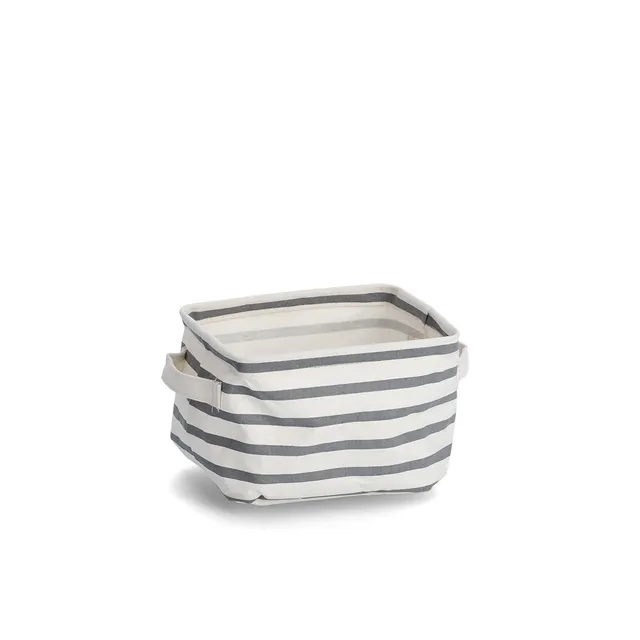 zeller-present-stripes-aufbewahrungskorb-canvas-wei-grau image 1