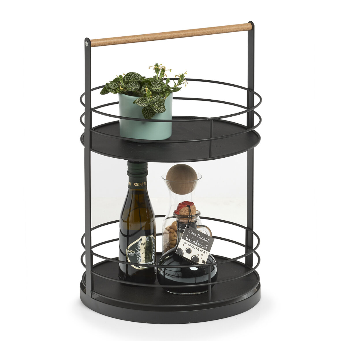 zeller-present-table-etagere-2-lagig-metall-holz-schwarz image 2