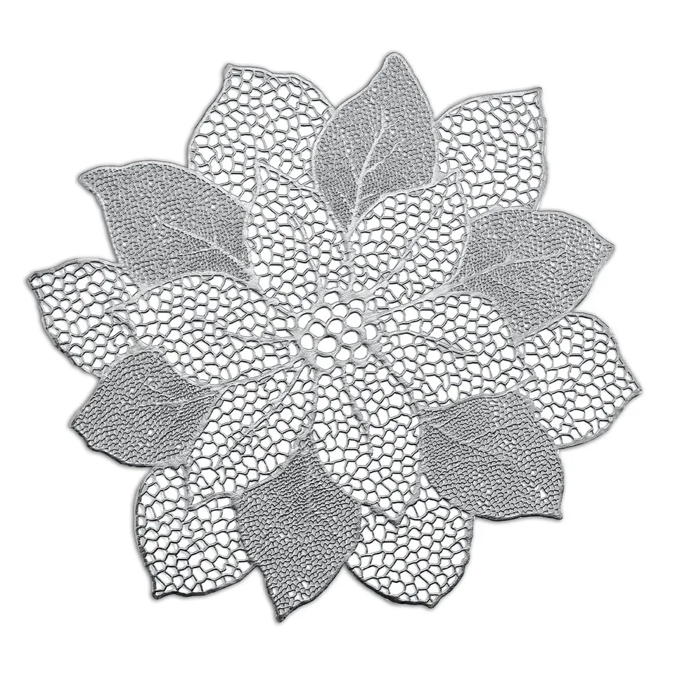 zeller-present-table-platzset-flower-kunststoff-silber-pvc image 1