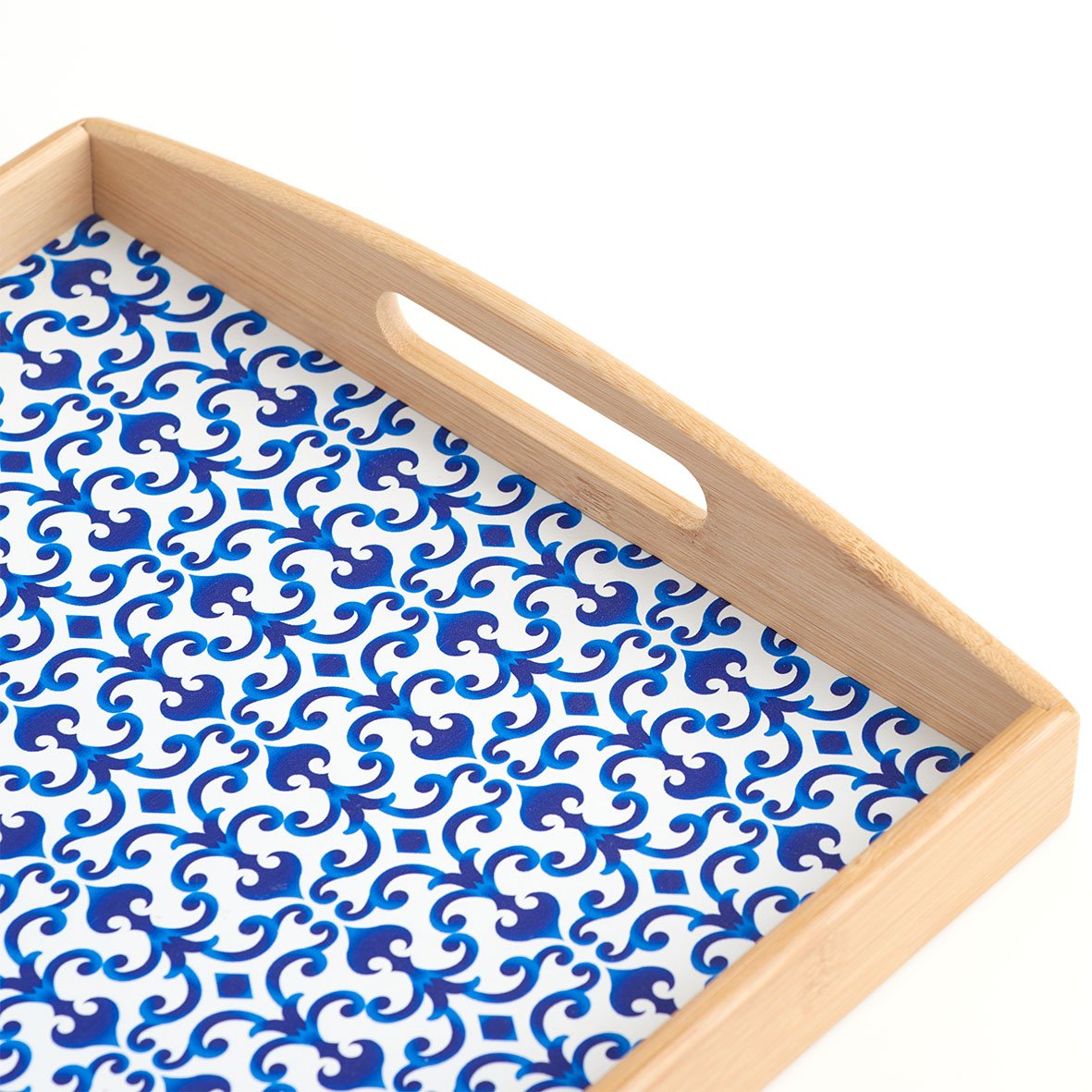 zeller-present-table-marokko-serviertablett-bambus-blau-wei image 2