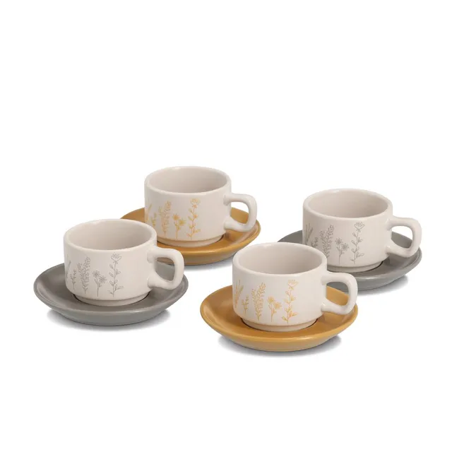 zeller-present-k-che-espresso-set-flowers-8-tlg-steingut image 1