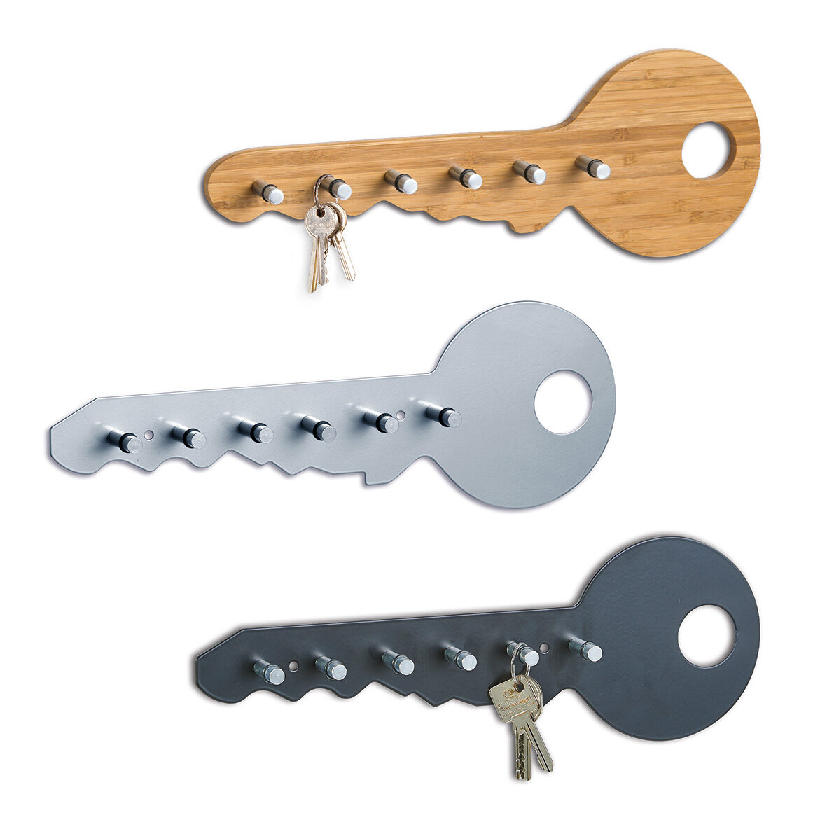 zeller-present-home-living-schl-sselboard-bambus-6-haken-schl-sselform image 4