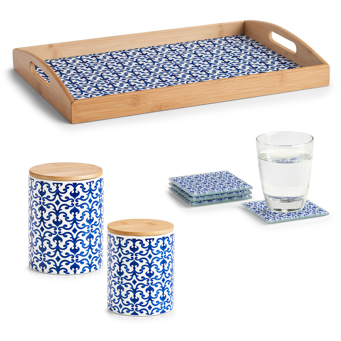zeller-present-table-marokko-glasuntersetzer-4-tlg-blau-wei image 6
