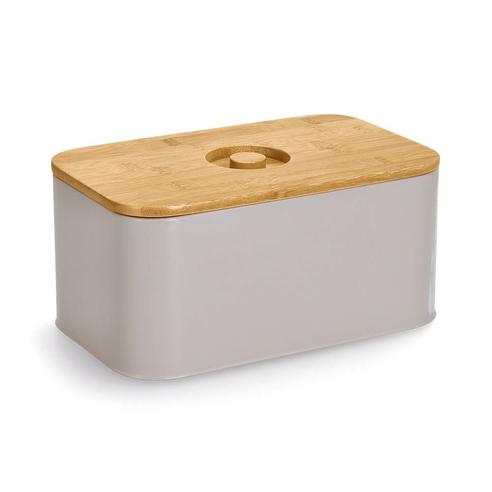 zeller-present-k-che-brotkasten-bambusdeckel-metall-beige image 1