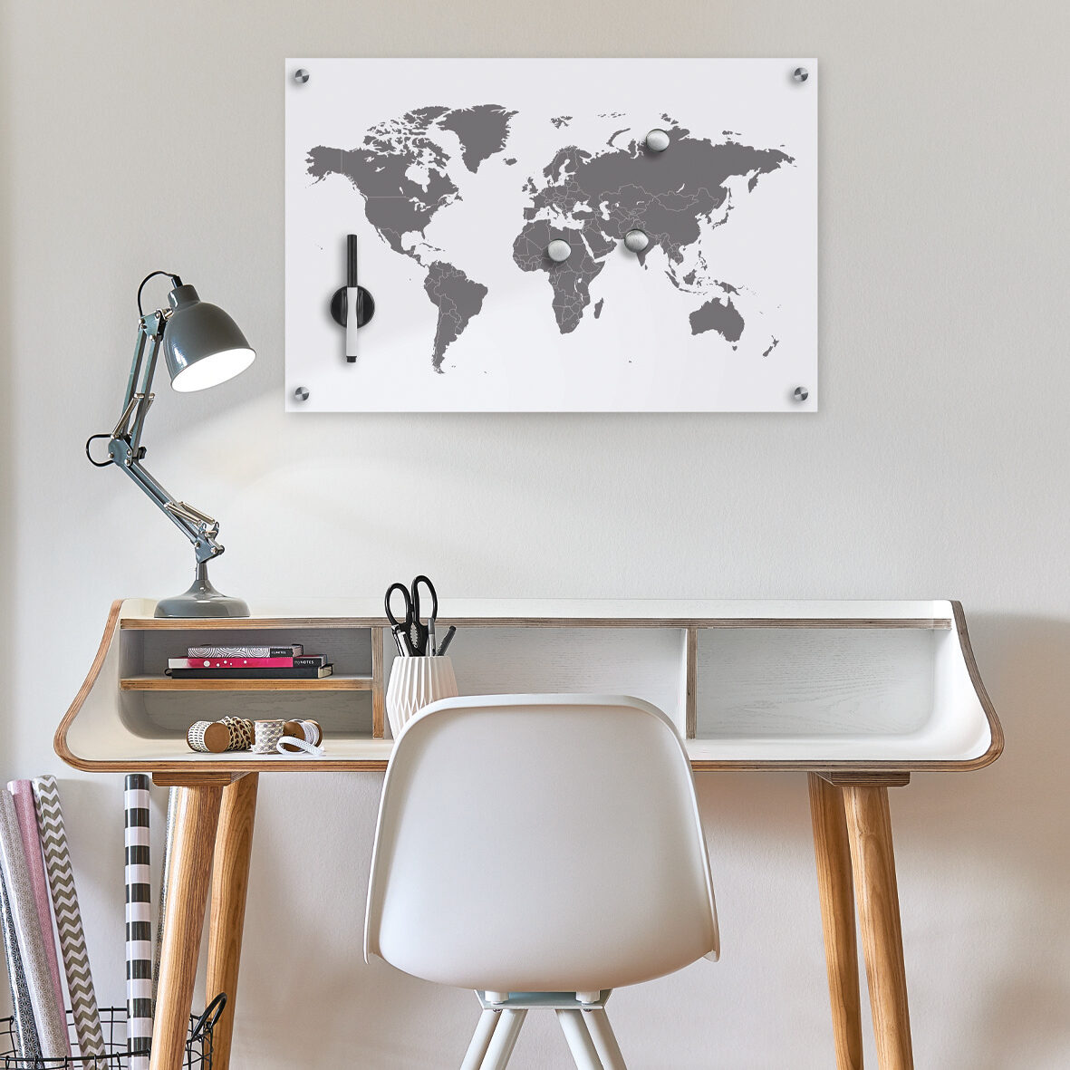 zeller-present-office-memoboard-world-map-glas-beschreibbar image 7