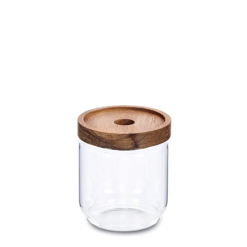 zeller-present-k-che-vorratsglas-akaziendeckel-435-ml-borosilikat image 1