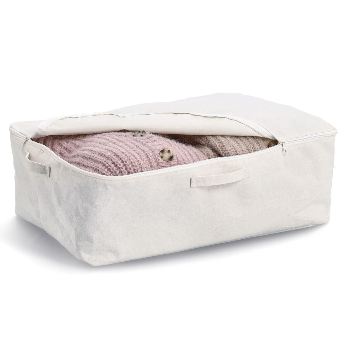 zeller-present-aufbewahrungsbox-polyester-creme-mit-rei-verschluss image 3