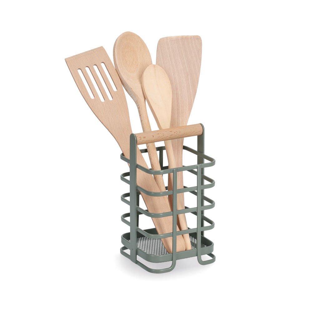 zeller-present-utensilienhalter-metall-buche-salbei image 3
