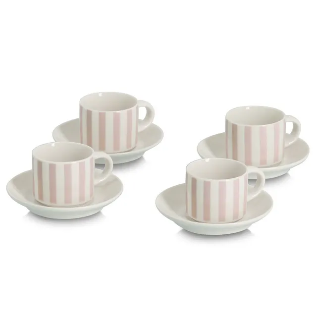 zeller-k-che-espresso-set-stripes-8-tlg-porzellan-beige image 1