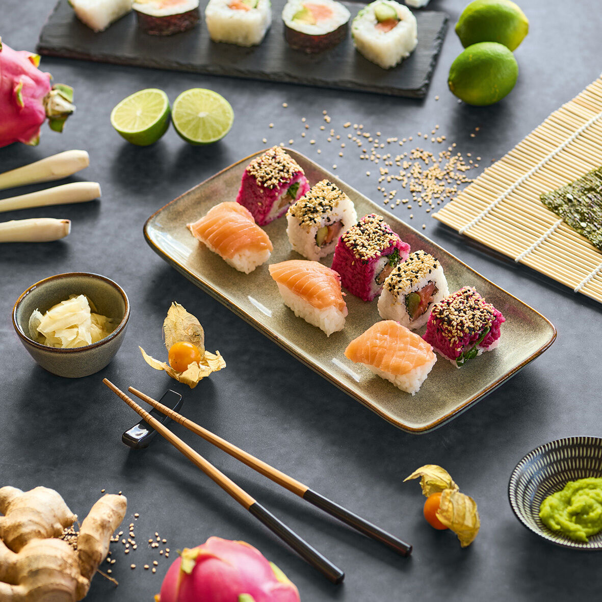 zeller-home-living-sushi-set-5-tlg-steingut-bambus image 4