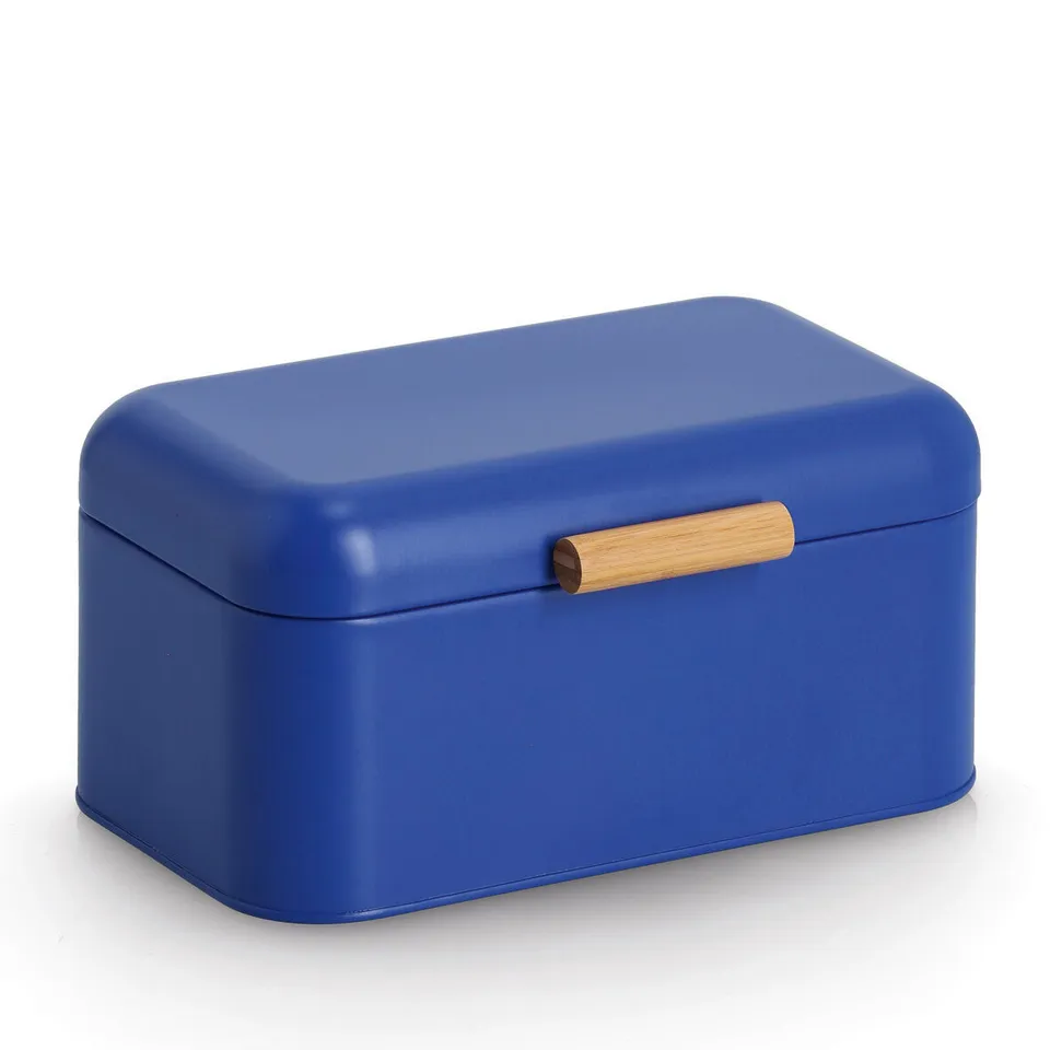 zeller-present-k-che-brotkasten-metall-brotbox-blau-retro image 1
